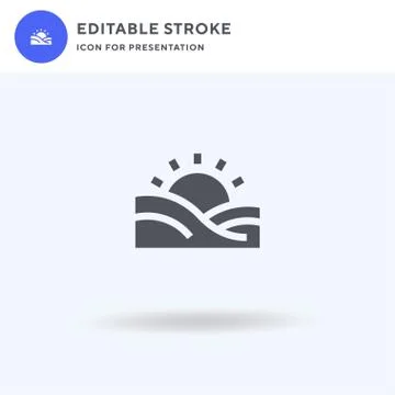 Sunset icon vector, filled flat sign, solid pictogram isolated on white, logo 스톡 일러스트