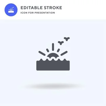 Sunset icon vector, filled flat sign, solid pictogram isolated on white, logo Stock Illustration