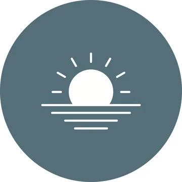 Sunset icon vector image. Illustrazione stock