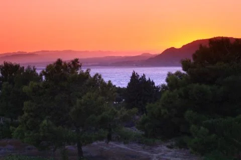Sunset ii pefkos Stock Photos