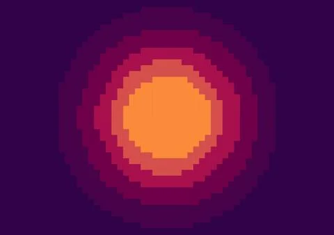 Sunset illustration in pixel style 2 Illustrazione stock