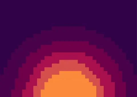 Sunset illustration in pixel style Stock Illustration