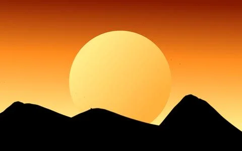 Sunset illustration in the sky Stock Illustration