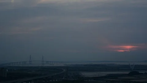 Sunset Incheon bridge in korea. Stock Footage 77080138