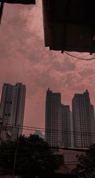 Sunset in Indonesian cities Stock Photos