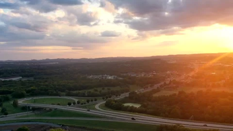 Sunset of the interstate Drone Stock Footage 263082363