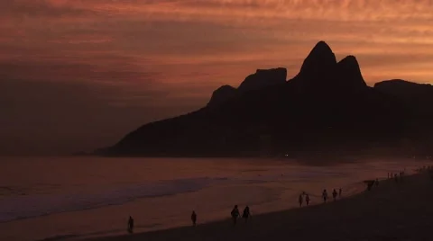 Sunset at Ipanema  beach Stock Footage 50590035