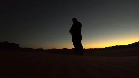 Sunset Islamic Prayer (Desert Sahara) Stock Footage 196645499