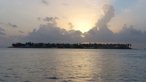 Sunset Island Boat Stock Footage 104685862