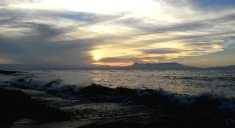 Sunset on the island of Kunashir. Stock Photos