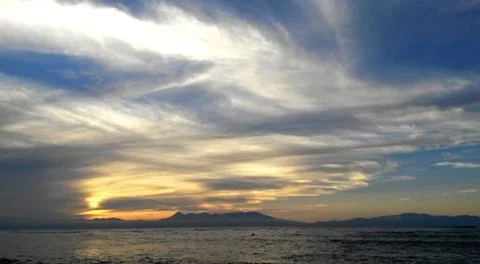 Sunset on the island of Kunashir. Stock Photos