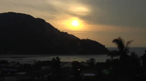 Sunset on an Island in the Pacific Stock Footage 41383342