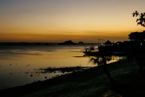 Sunset on Island 스톡 사진