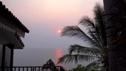 Sunset on an island with a sea view. Video stock 161809534