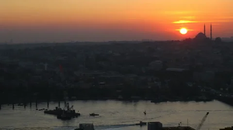 Sunset Istanbul Stock Footage 1079011