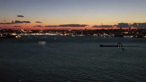 Sunset in Istanbul, Galata Stock Footage 145196821
