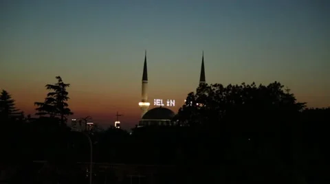 Sunset in istanbul with mosque Video stock 65343528