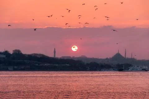 Sunset of Istanbul Stock Photos