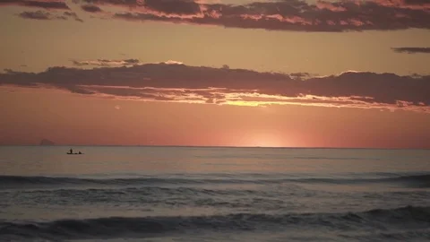 Sunset at italian beach with clouds Stock Footage 71211019