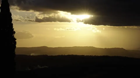 Sunset in Italy with a tree as foreground Stock Footage 265435603