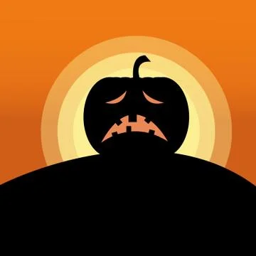 Sunset Jack O' Lantern Sad Illustration