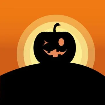 Sunset Jack O' Lantern Wink Stock Illustration