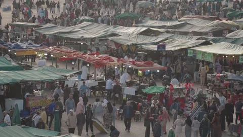 Sunset at Jemaa el-Fnaa Square Medina Old City Marrakesh, Morocco Stock Footage 260679397