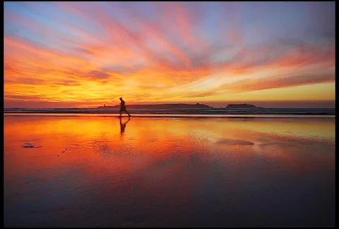 Sunset Jogger Sillouette Stock Footage 34287925