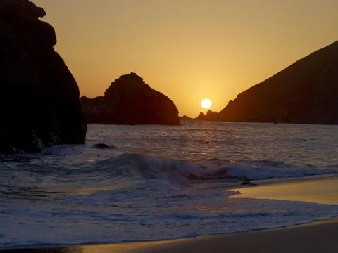 Sunset julia pfeiffer beach Stock Photos