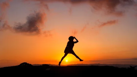 Sunset jump cinemagraph, 4K Stock Footage 94032295