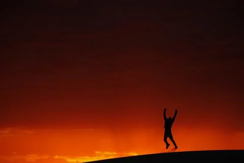 Sunset jump Foto stock