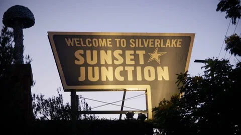 Sunset Junction Sign Close Up - Los Angeles, CA 스톡 동영상 88070335