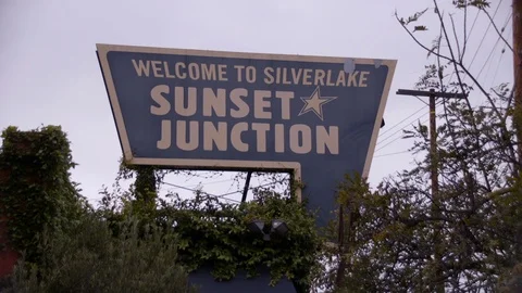 Sunset Junction Sign Silverlake Day Stock Footage 89506975