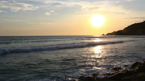 Sunset at Kalim beach,Phuket. Stock Footage 64092120