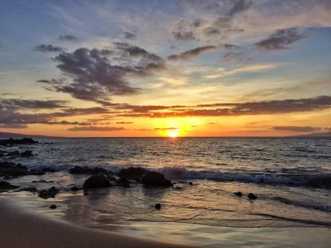 Sunset Kamaole Beach Stock Photos