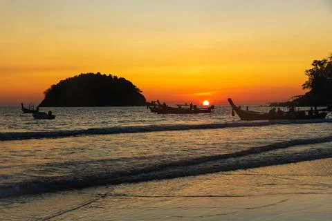 Sunset at Kata beach, Phuket Stock Photos