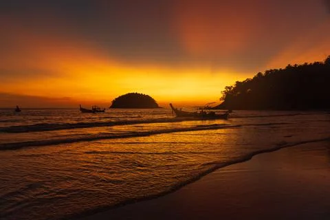 Sunset at Kata beach, Phuket Stock Photos