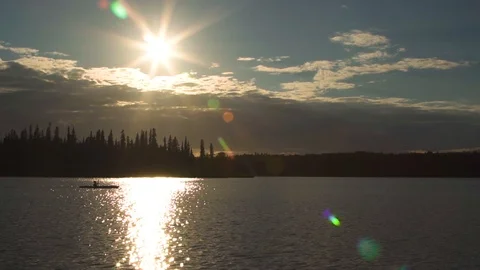 Sunset with kayaker Stock Footage 90231696