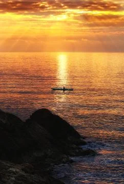 Sunset kayaking Stock Photos