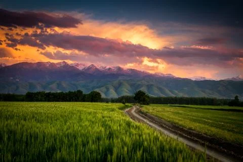Sunset in Kazakhstan Stock Photos