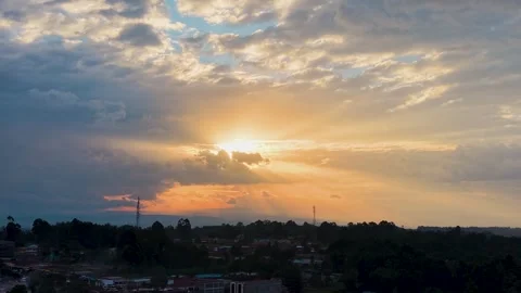 Sunset kenya rural village evening golden hour dusk twilight country side Africa 스톡 동영상 339123764