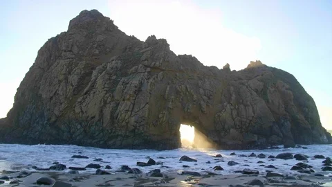 Sunset Key Hole Rock Big Sur California Stock Footage 103400792