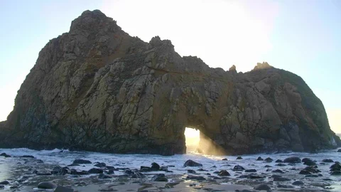 Sunset Key Hole Rock Big Sur California Stock Footage 103402134