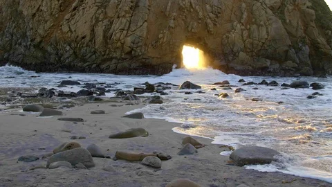 Sunset Key Hole Rock Big Sur California Stock Footage 103403948