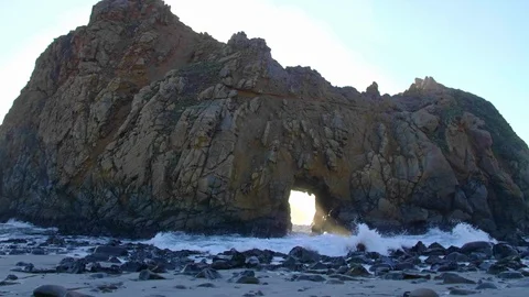 Sunset Key Hole Rock Big Sur California Stock Footage 103432123