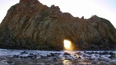 Sunset Key Hole Rock Big Sur California Stock Footage 103438666