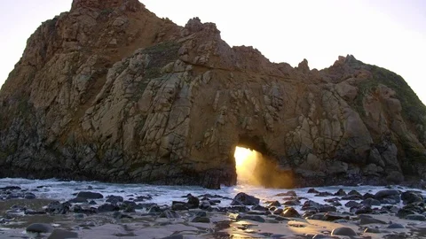 Sunset Key Hole Rock Big Sur California Stock Footage 103444124