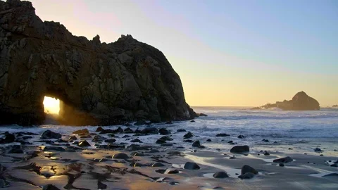 Sunset Key Hole Rock Big Sur California Stock Footage 103444364