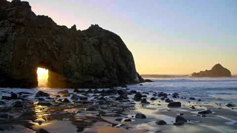 Sunset Key Hole Rock Big Sur California Stock Footage 103471904