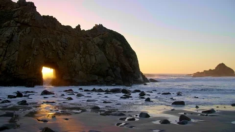 Sunset Key Hole Rock Big Sur California Stock Footage 103473817